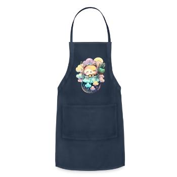 Kitten in a cloud pot - Adjustable Apron - navy - Front - Julia (174cm)