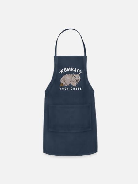 Cute Wombat Lover Wombats Poop Cubes Wombat Owner - Adjustable Apron - navy
