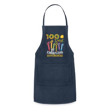Autism Awareness Embrace Differences 100 Days Of - Adjustable Apron - navy - Front - Julia (174cm)