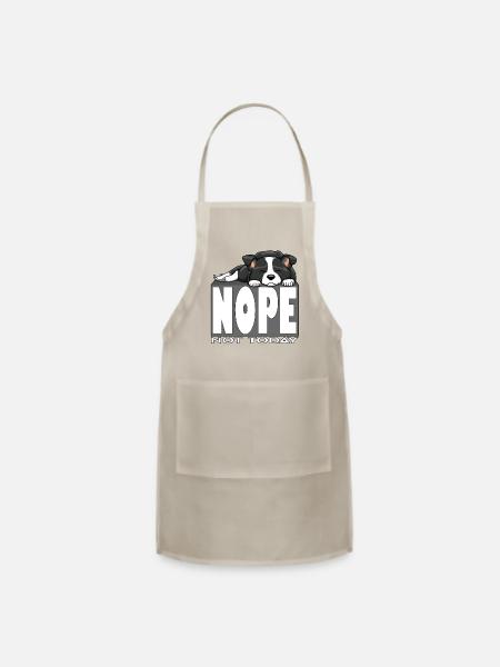 SLEEPING BORDER COLLIE NOPE FUNNY DESIGN - Adjustable Apron - natural