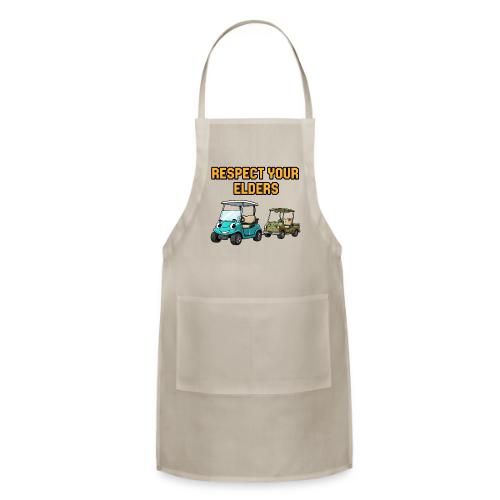 Golf Cart Humor T-Shirt | Respect Your Elders - Adjustable Apron