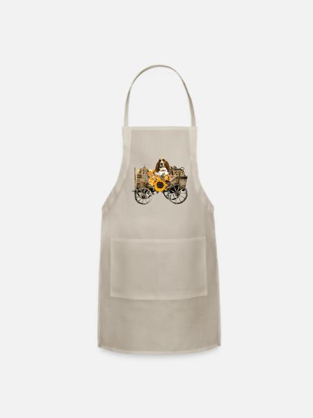 Basset Hound Clothing Basset Hound Dog In Country - Adjustable Apron - natural - Front