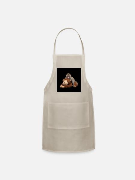 Baby Monkey and Plush Pal - Adjustable Apron - natural - Front