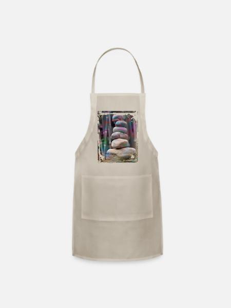 Japan Zen Buddhism Balancing Stones Rocks Bamboo - Adjustable Apron - natural - Front