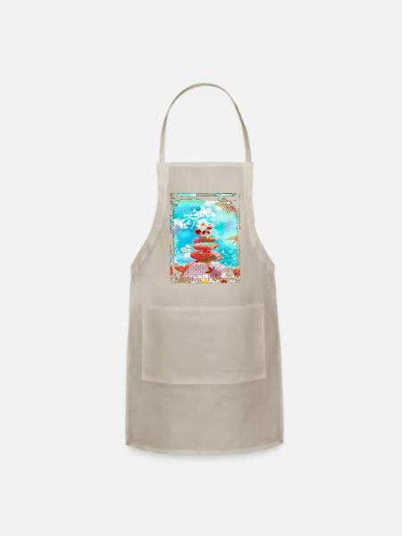 Japan Zen Buddhism Balancing Stones Rocks Cherry - Adjustable Apron - natural - Front
