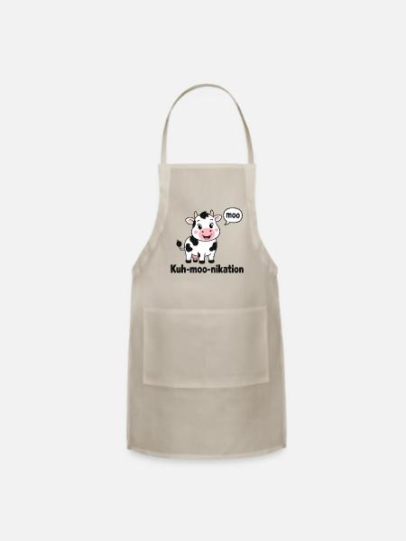 Kuh Moo Nikation Moo Talking Cow Farm Animal Humor - Adjustable Apron - natural - Front