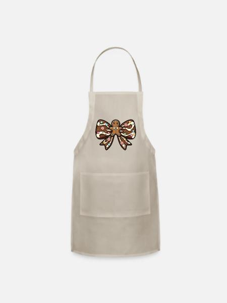 Gingerbread Bow - Adjustable Apron - natural - Front
