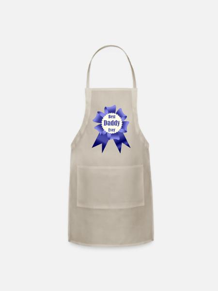 Winner's blue award ribbon for Best Daddy Ever - Adjustable Apron - natural - Front