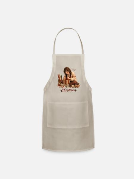A girl wraps the gift - Adjustable Apron - natural - Front