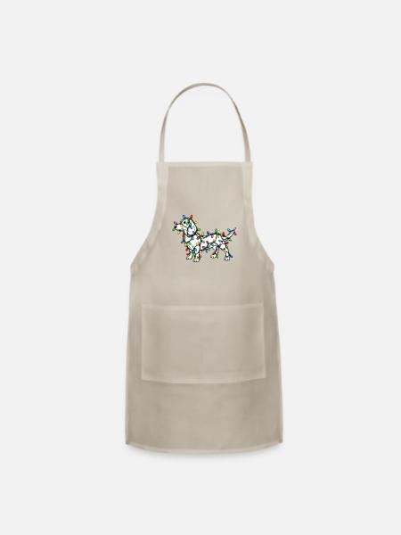Dog in Christmas Lights - Adjustable Apron - natural