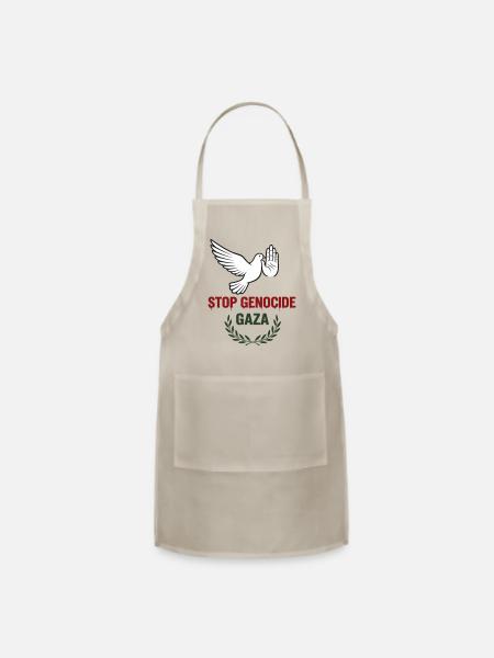 Peace for Gaza Dove Illustration - Human Rights Ad - Adjustable Apron - natural - Front