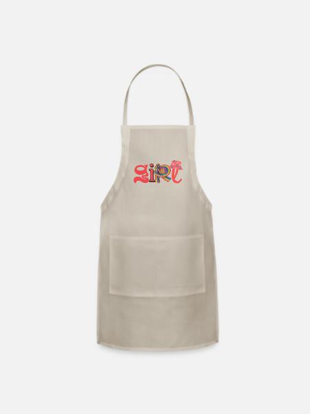 girly text design - Adjustable Apron - natural - Front