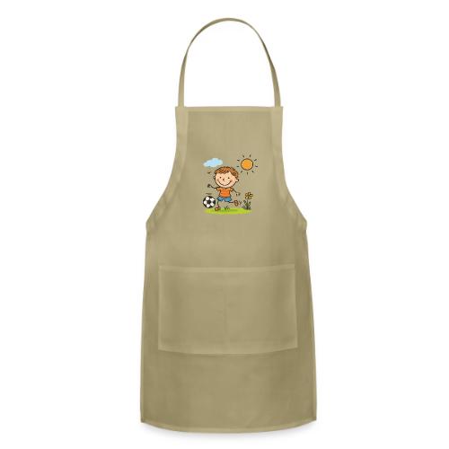 Cartoon Boy Playing Soccer Kids Shirt - Adjustable Apron