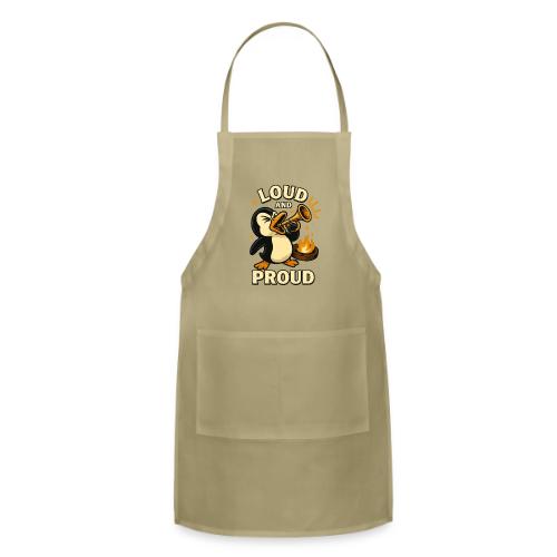 Loud and Proud Penguin Funny Cartoon Design - Adjustable Apron