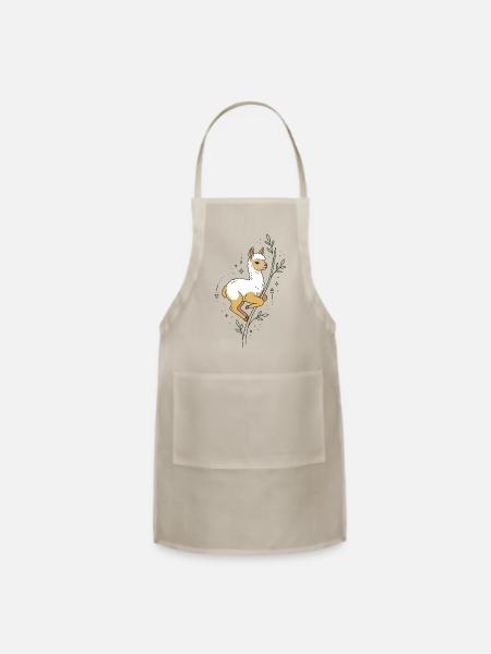 Alpaca Bloom on Branch - Adjustable Apron - natural - Front