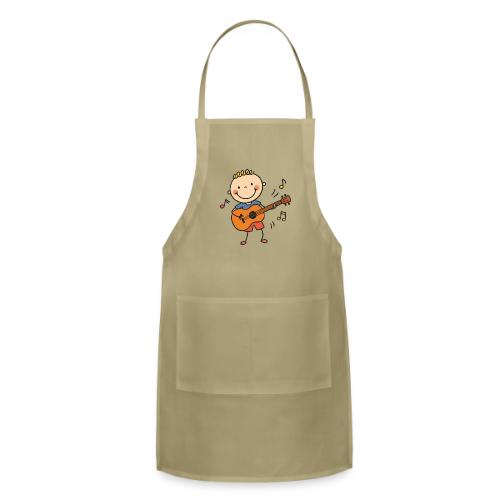 Cartoon Boy Playing Guitar Kids T-Shirt - Adjustable Apron