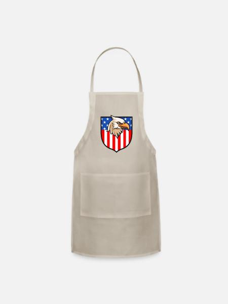 majestic eagle head on a shield - Adjustable Apron - natural - Front