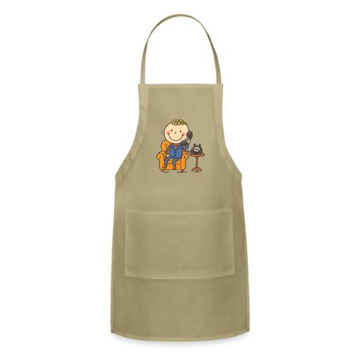 Cartoon Boy in Suit Talking on Phone - Adjustable Apron
