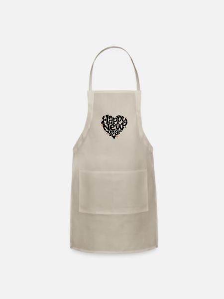 Happy New Year Design | Heart-Shaped - Adjustable Apron - natural - Front