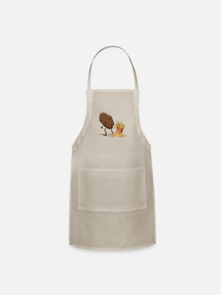 Potato Fries Puns Funny Cute Food Design - Adjustable Apron - natural - Front