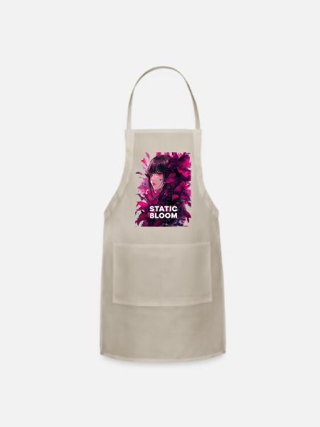Static Bloom Glitch Anime Design - Adjustable Apron - natural