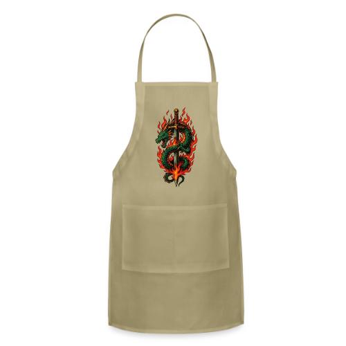 Flaming Dragon Sword Warrior Shirt - Adjustable Apron