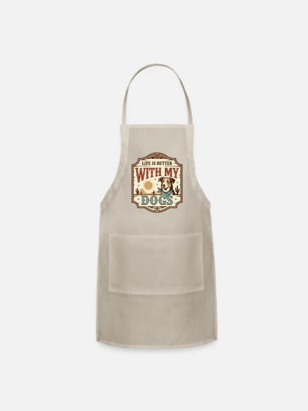 Life Is Better With My Dogs Vintage Western - Adjustable Apron - natural - Front