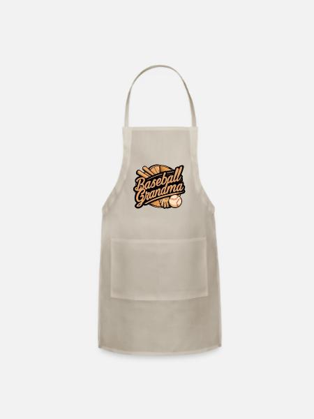 baseball grandma gift - Adjustable Apron - natural - Front