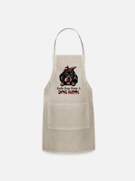 Funny Coolest Dachshund Dog Mom For Dog Lover Gift - Adjustable Apron - natural - Front