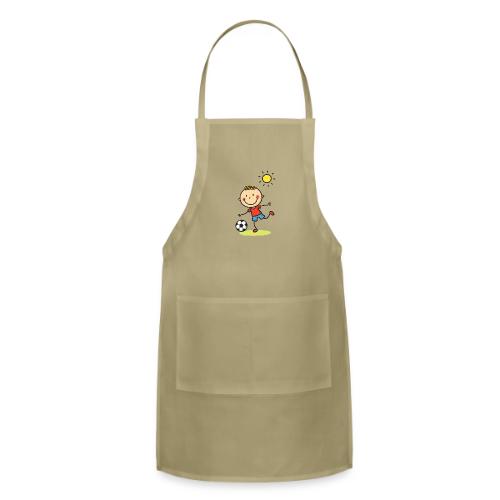 Cartoon Boy Playing Soccer Kids T-Shirt - Adjustable Apron