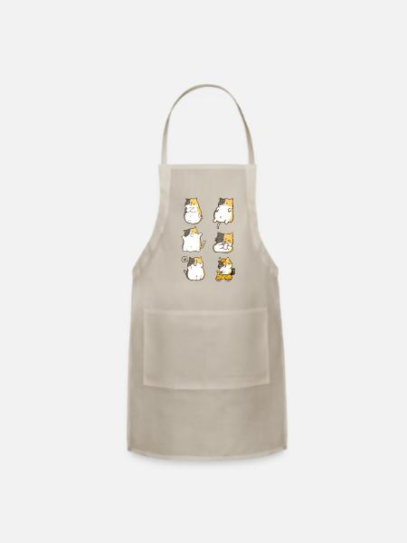 Chubby Calico Cat Expressions - Adjustable Apron - natural - Front