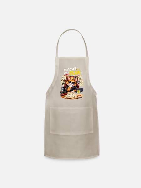 My Cat Has a Plan - Adjustable Apron - natural - Front