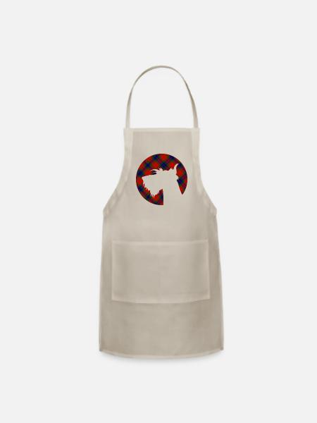 Clan Fraser Tartan Scottie Dog Silhouette - Adjustable Apron - natural - Front