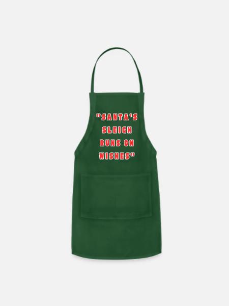 Santa Sleigh Runs on Wishes for Christmas - Adjustable Apron - forest green