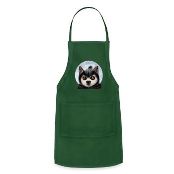 Halloween Alaskan Klee Kai - Adjustable Apron - forest green - Front - Julia (174cm)
