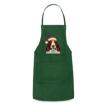 Basset Hound Christmas - Adjustable Apron - forest green - Front - Julia (174cm)