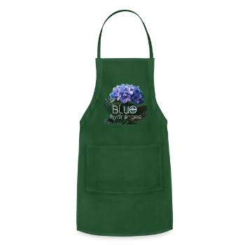 Blue Hydrangea With Leaves - Adjustable Apron - forest green - Front - Julia (174cm)