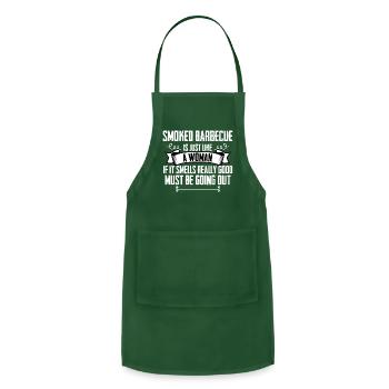 Smoked Barbecue A Pitmaster Smoking Grilling Meat - Adjustable Apron - forest green - Front - Julia (174cm)