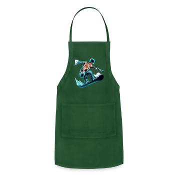 Skeleton Snowboarder Thrills in Motion - Adjustable Apron - forest green - Front - Julia (174cm)