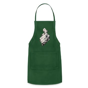 Geometric black and white ink - Adjustable Apron - forest green - Front - Julia (174cm)