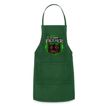 Clan Fraser Tartan Rampant Lion Celtic - Adjustable Apron - forest green - Front - Julia (174cm)