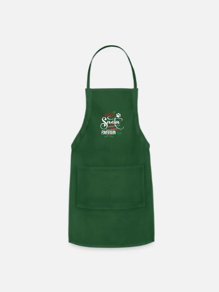 Pomeranian Dog Christmas Dog breed - Adjustable Apron - forest green
