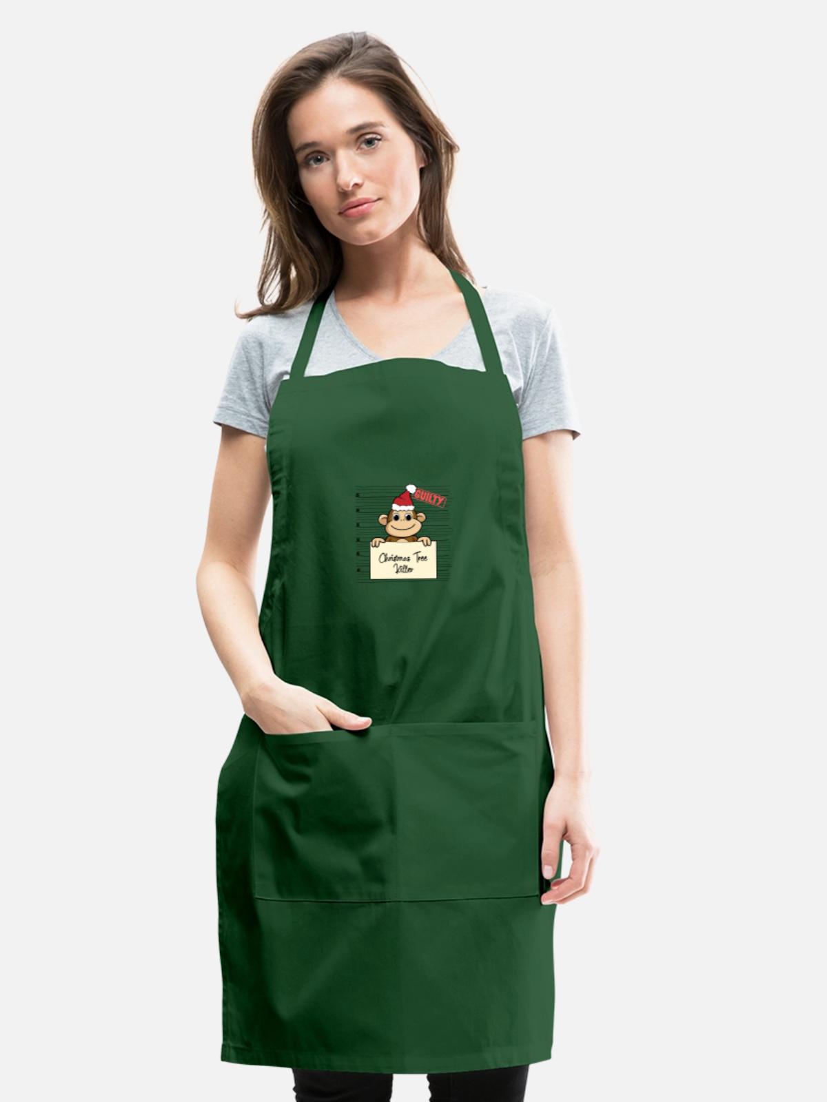 Monkey christmas funny prison - Adjustable Apron - forest green - Front - Julia (174cm)
