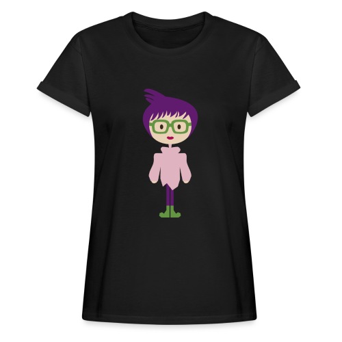 Colorful Mod Girl and Her Green Eyeglasses - Women's Relaxed Fit T-Shirt
