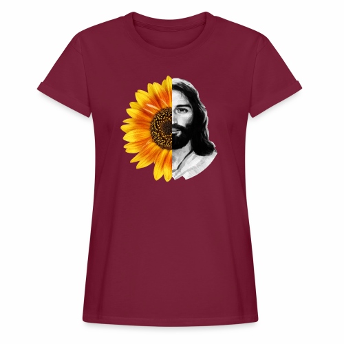 Jesus Christ Sunflower Christian God Faith Flower - Women's Relaxed Fit T-Shirt