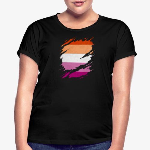 Lesbian Pride Flag Ripped Reveal - Women's Relaxed Fit T-Shirt