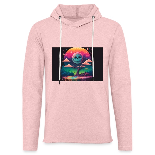 A Full Skull Moon Smiles Down On You - Psychedelic - Unisex Lightweight Terry Hoodie