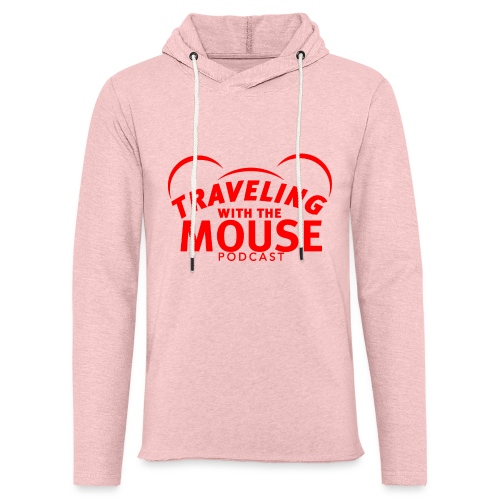 TravelingWithTheMouse logo transparent RED Cropped - Unisex Lightweight Terry Hoodie