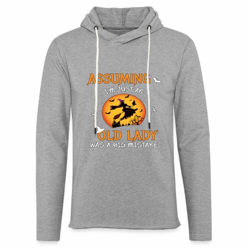 Old Lady Witch Broomstick Black Cat Bats Spider. - Unisex Lightweight Terry Hoodie