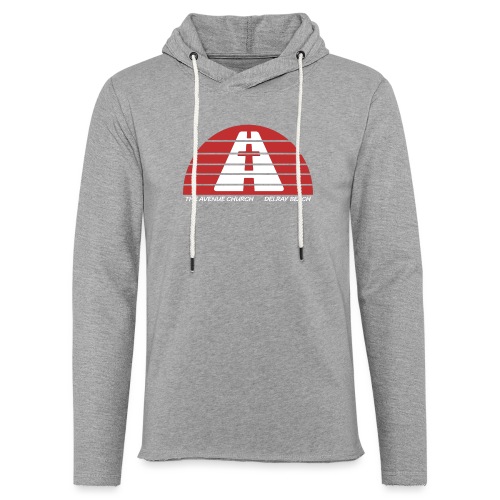 Avenue Church Red Sun, White Lettering - Unisex Lightweight Terry Hoodie